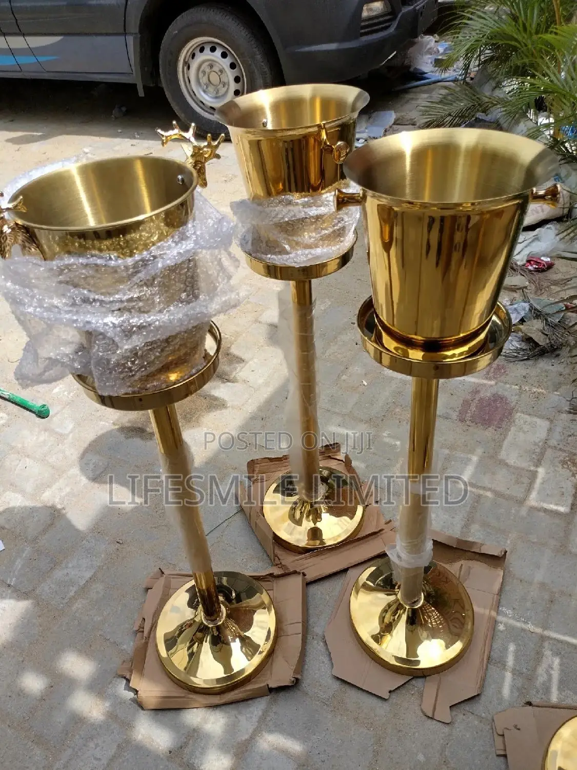 USA Gold Wine Bucket and Stand