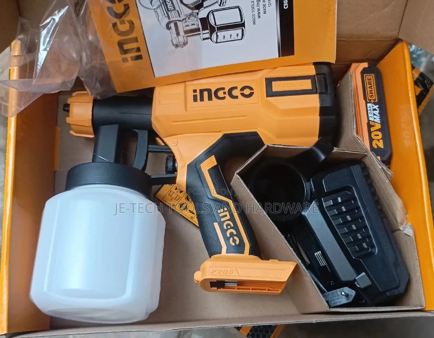 Ingco Cordless Paint Sprayer Gun With Battery Charger 20v
