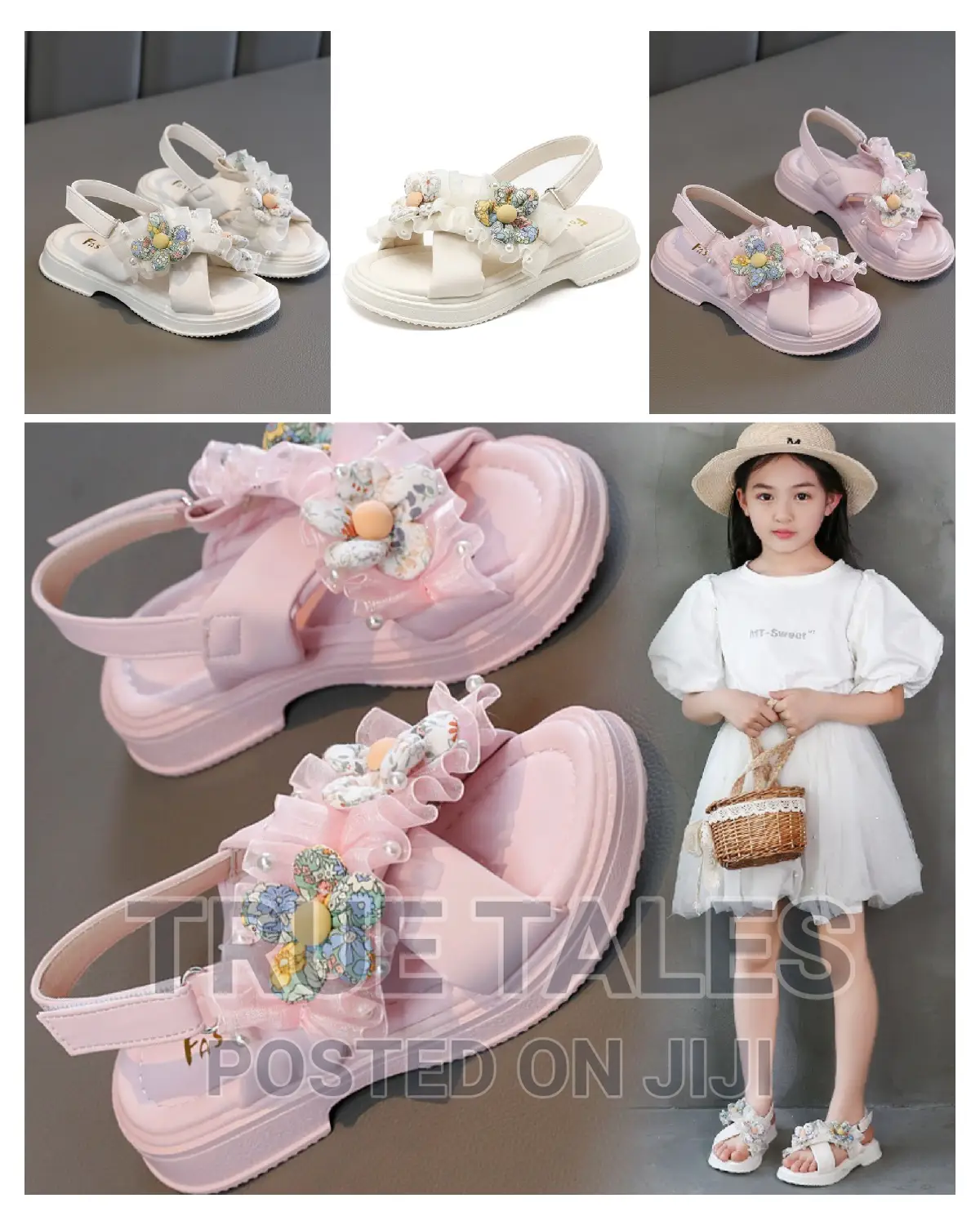Embellished Girls Flower Sandals Sizes 26 to 37