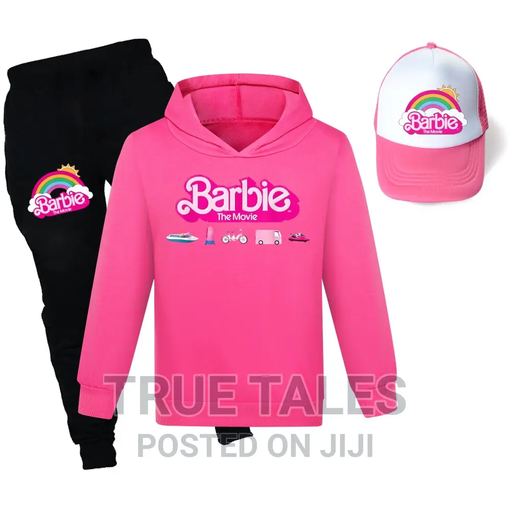 High Quality Barbie Girl's Hoodies Joggers Set With Cap