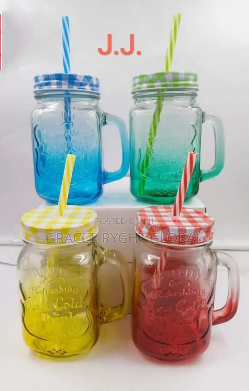 Mason Jar With Plastic Straw