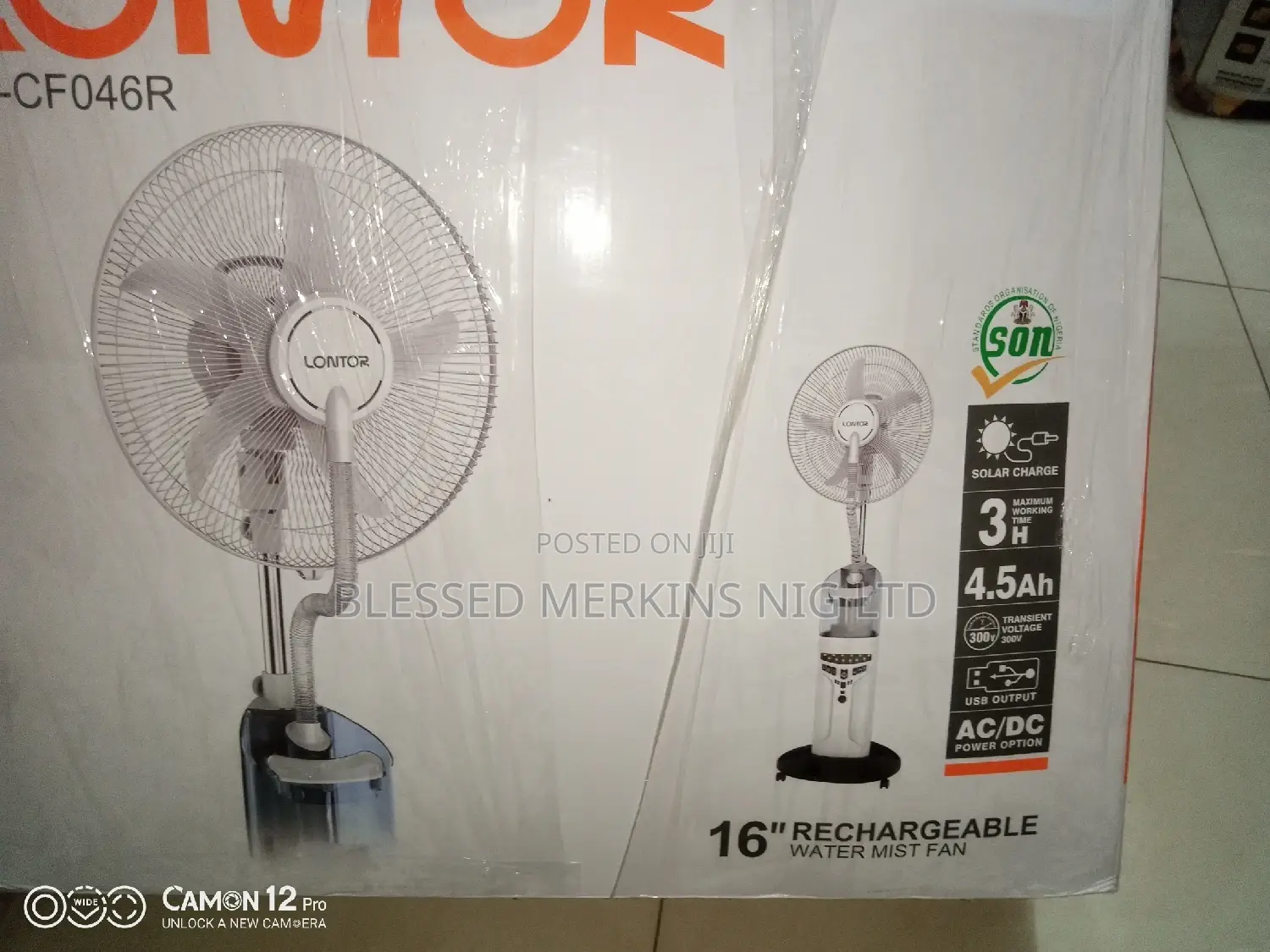 Lontor Rechargeable Mist Fan 16"