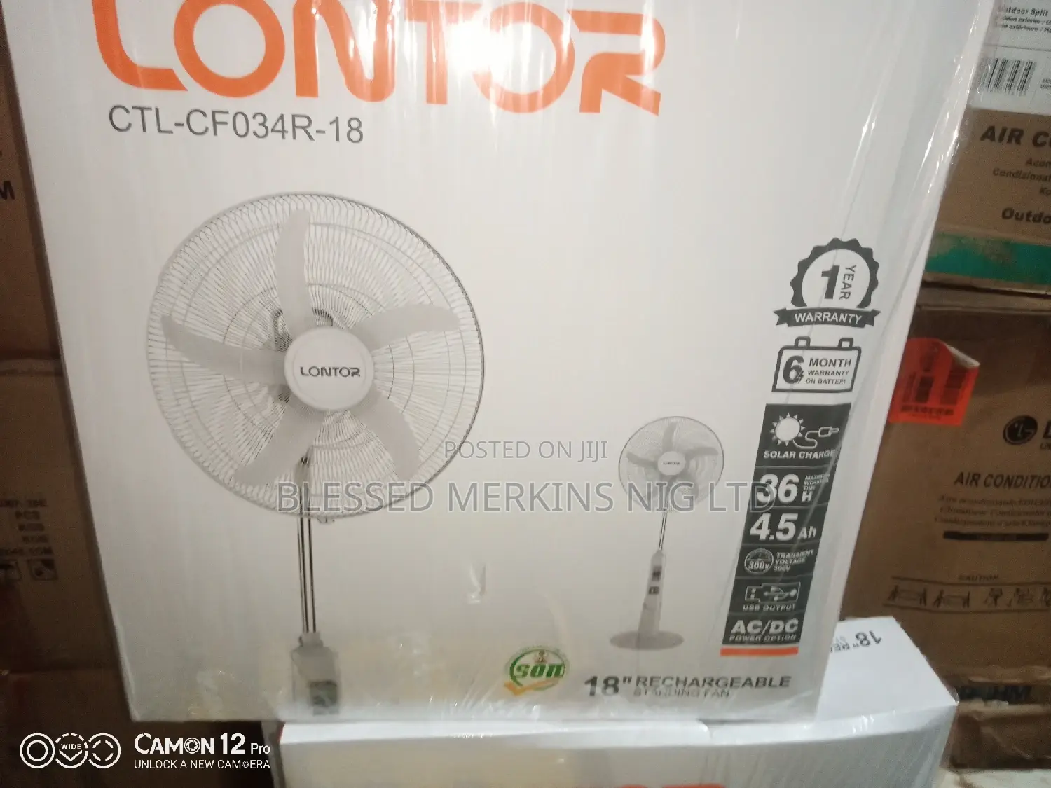 Lontor Rechargeable Standing Fan 18"