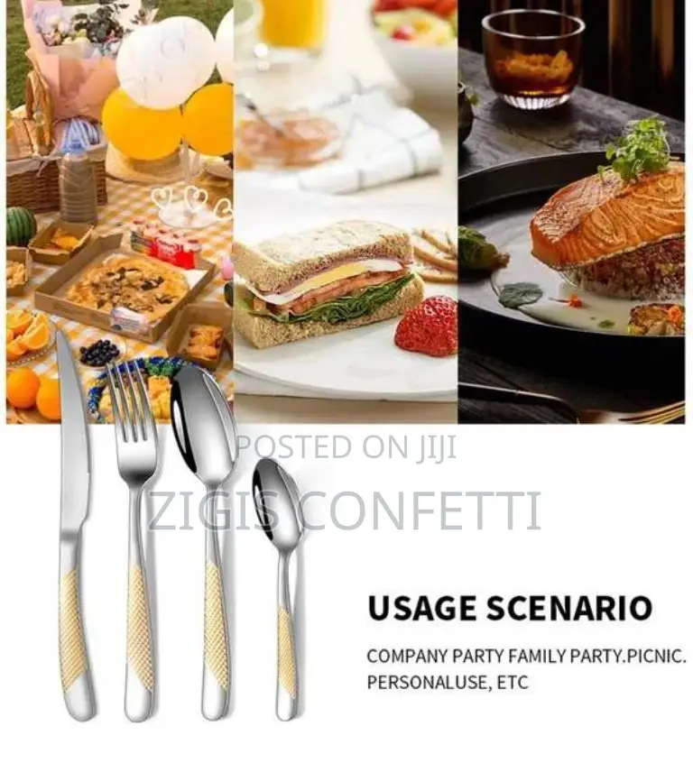 Stainless Steel Tableware 24-Piece Knife, Fork Spoon Set