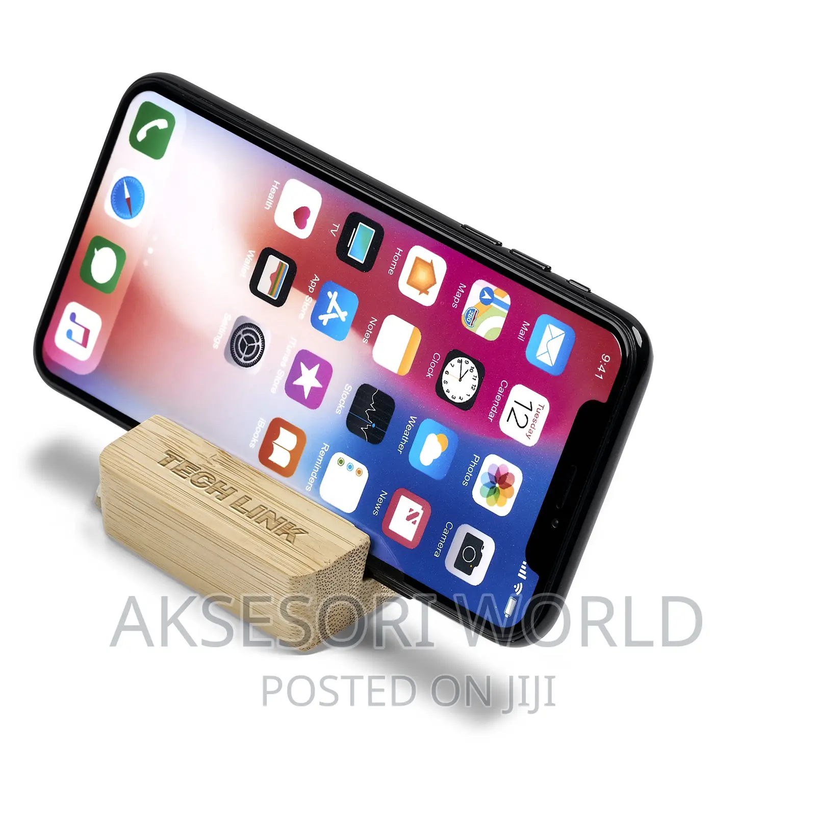 Aksesori Bamboo Wooden Phone Tab Holder Stand