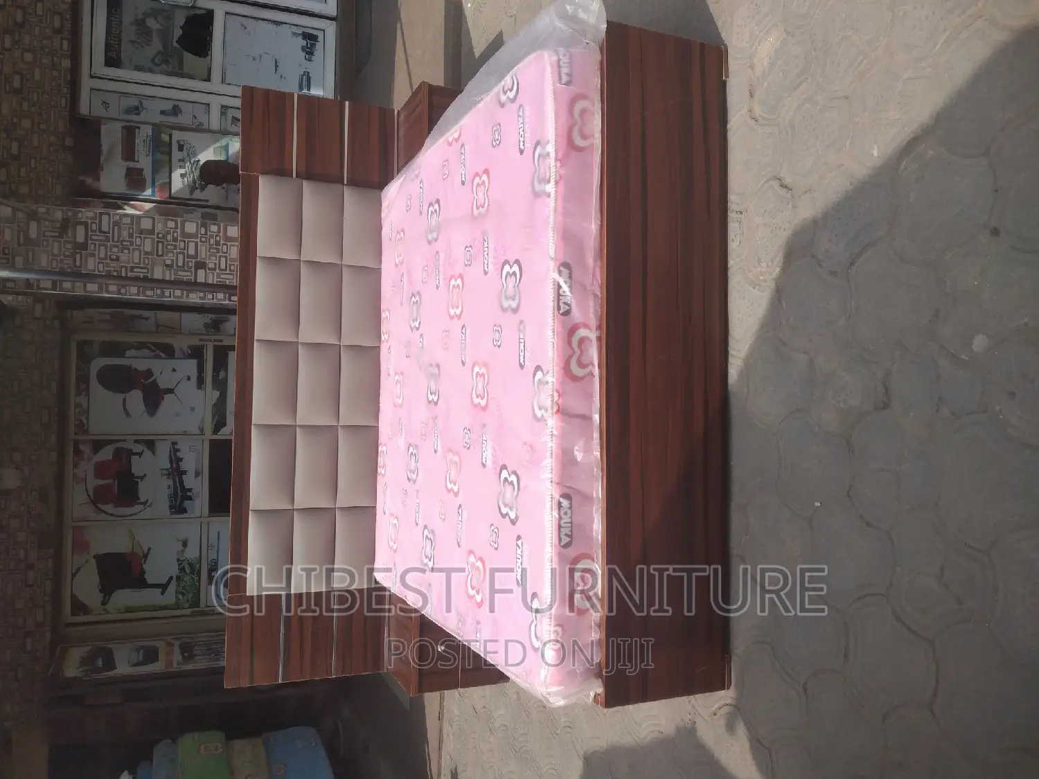 Quality 6by6 Wooden Upholstery Bed Frame With Two Bed Sides