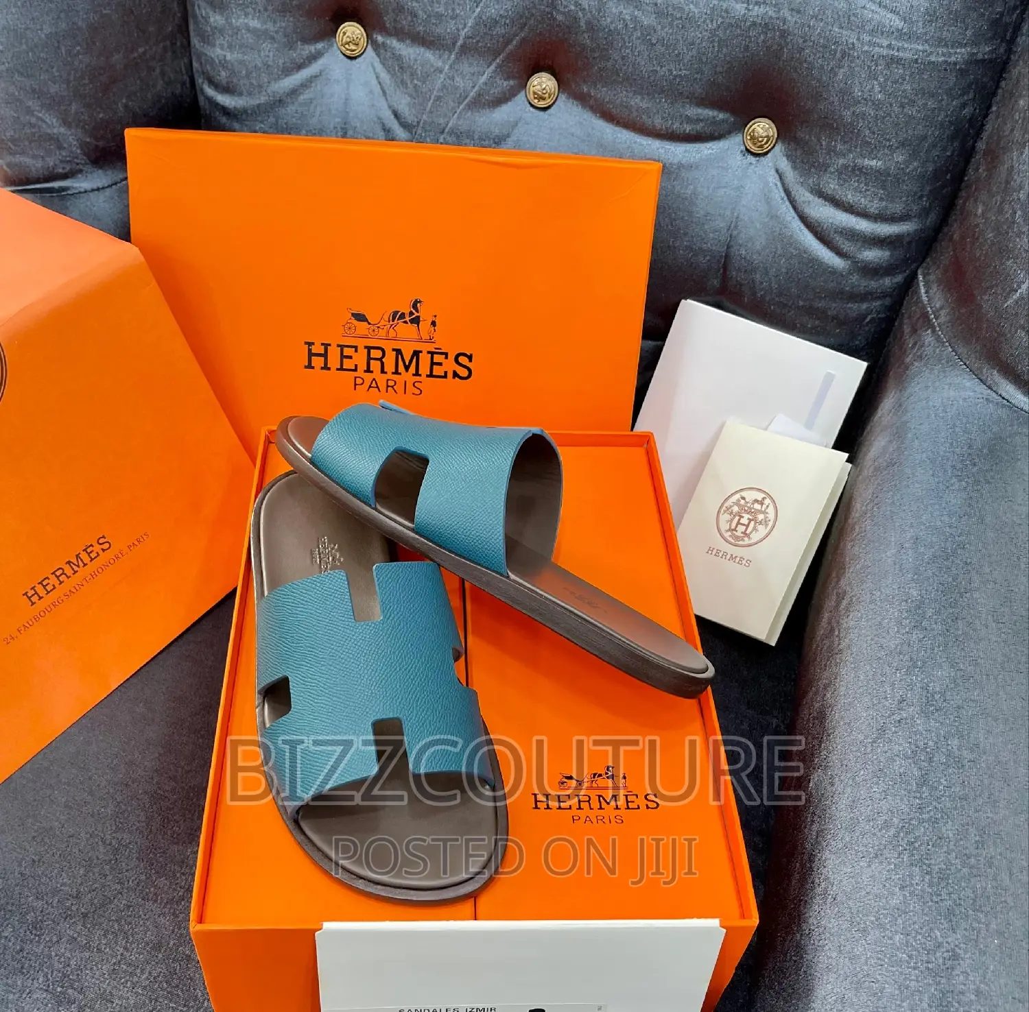 Original HERMES Leather Slippers Available in Store