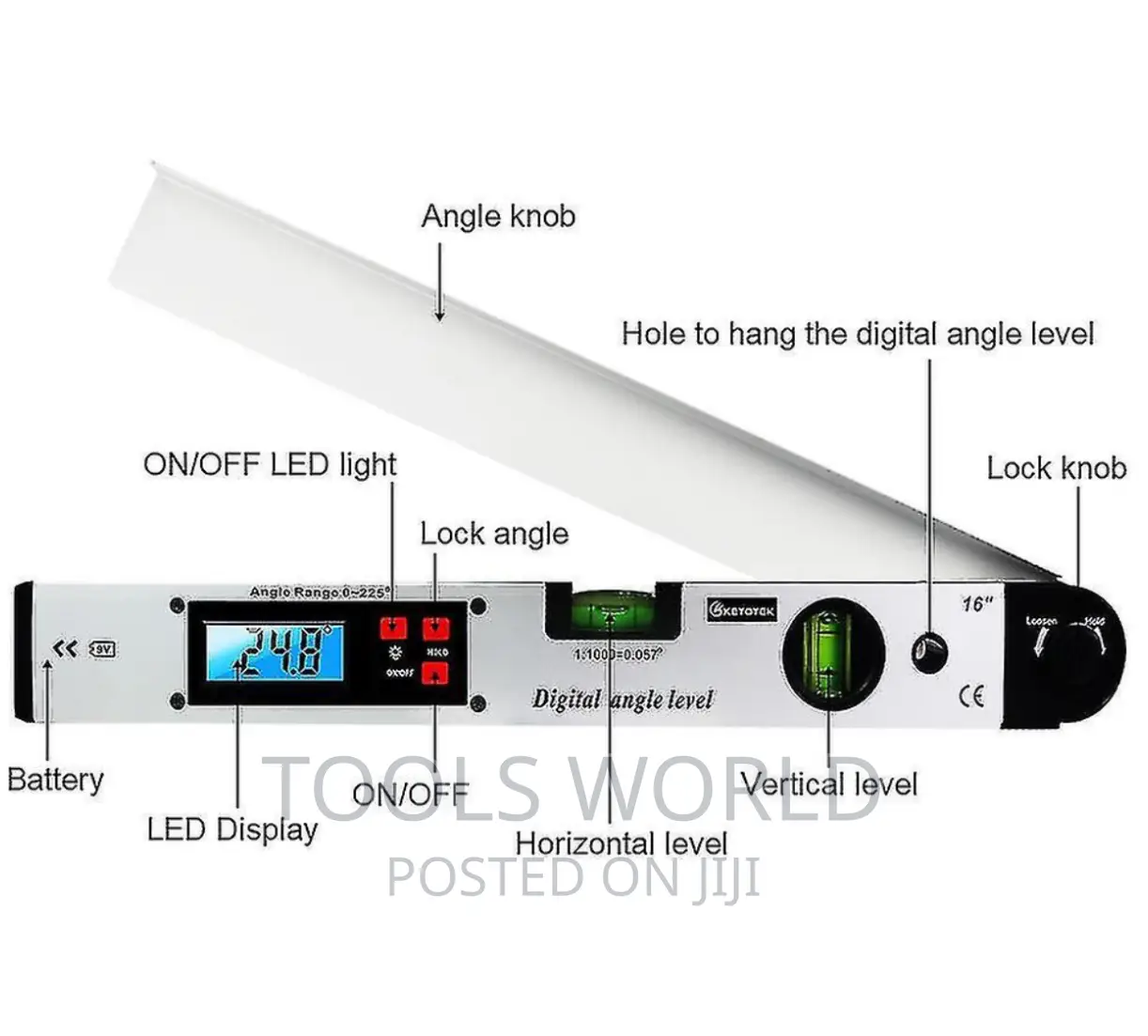 Digital Angle Finder With Battery and Pouch 400mm/16 Inch