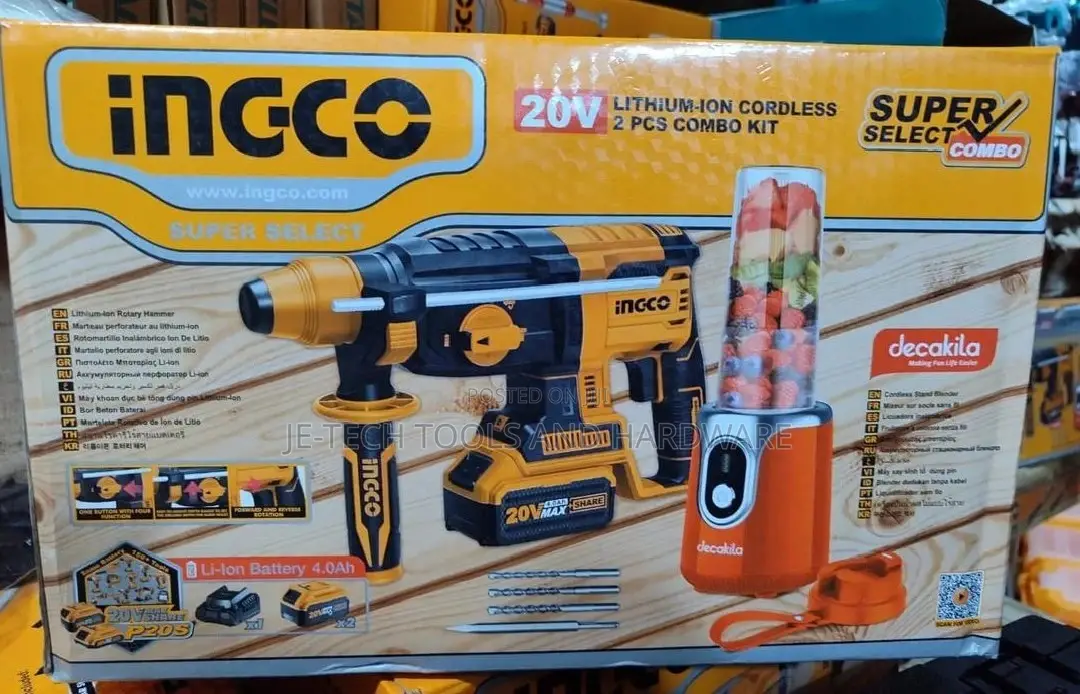 Ingco Lithium -Lon Cordless 20v Rotary Hammer Blender