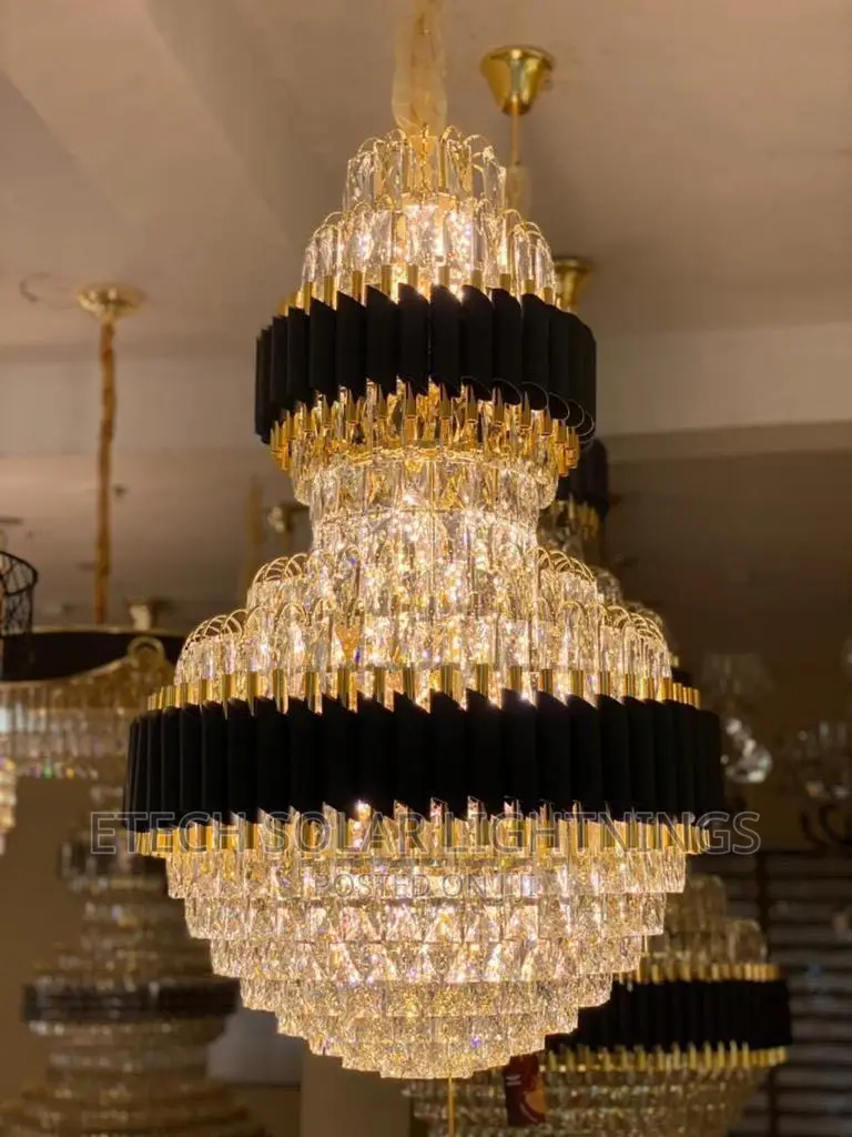 800mm, 600mm Black and Gold Christal Chandelier Light