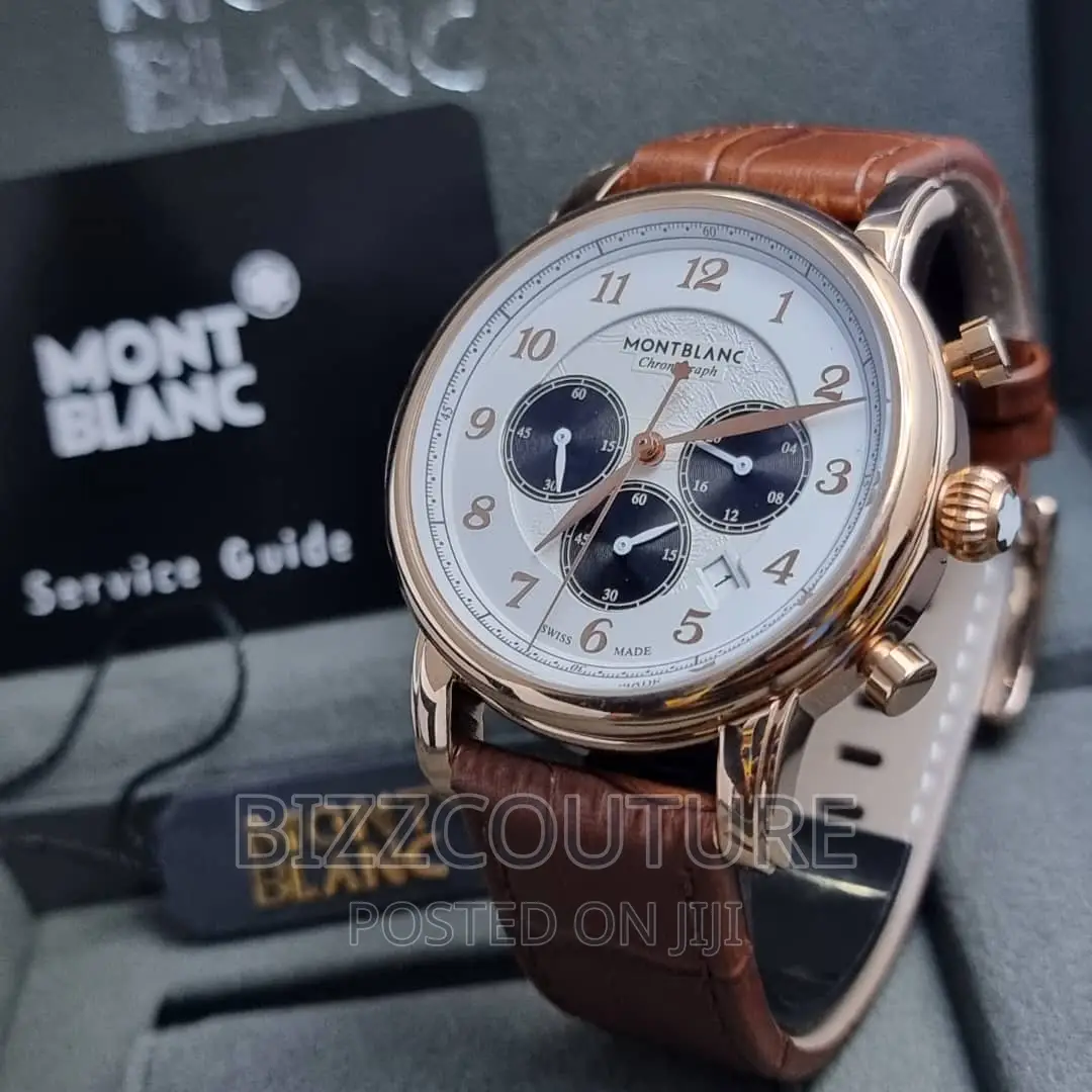 Original Montblanc Leather Strap Watch Available in Store