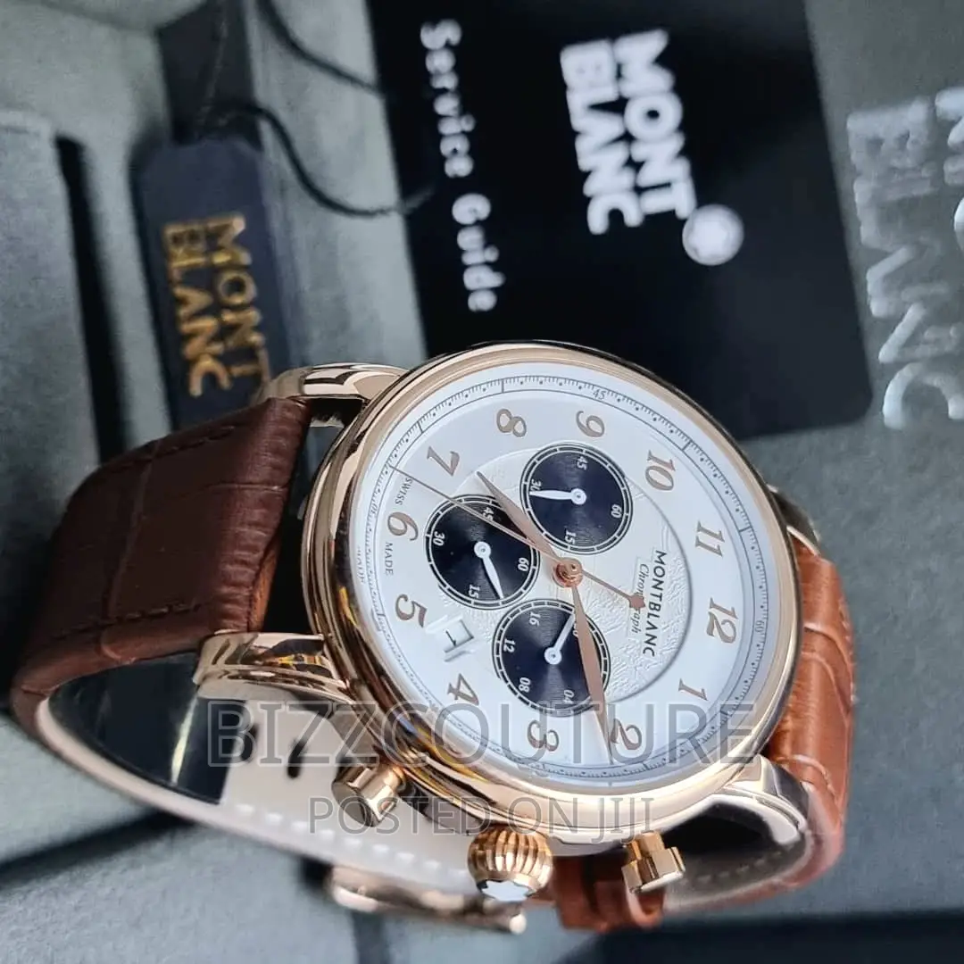 Original Montblanc Leather Strap Watch Available in Store