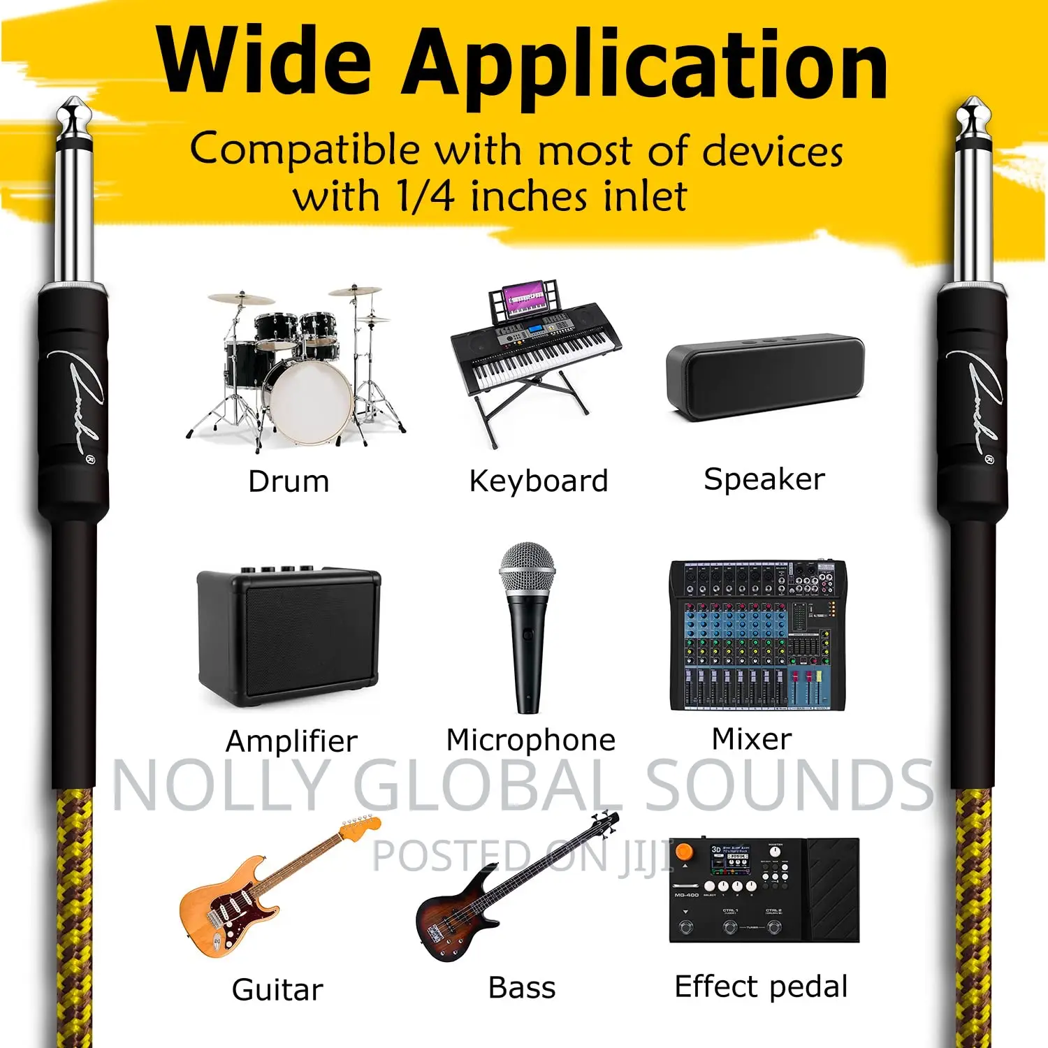 Audio Instrument Cable for Guitar,Keybord Etc 5miter Length