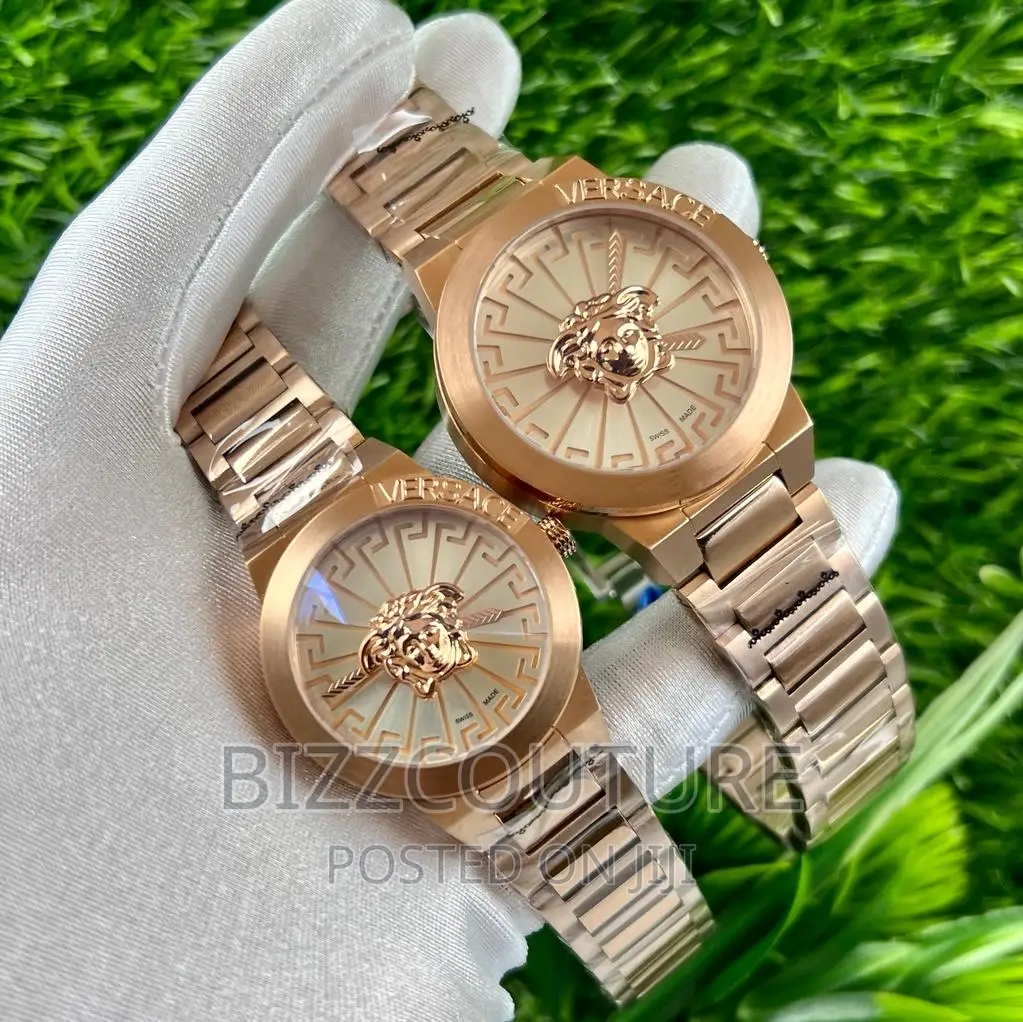 Original Versace Couples Gold Chain Watch Available in Store
