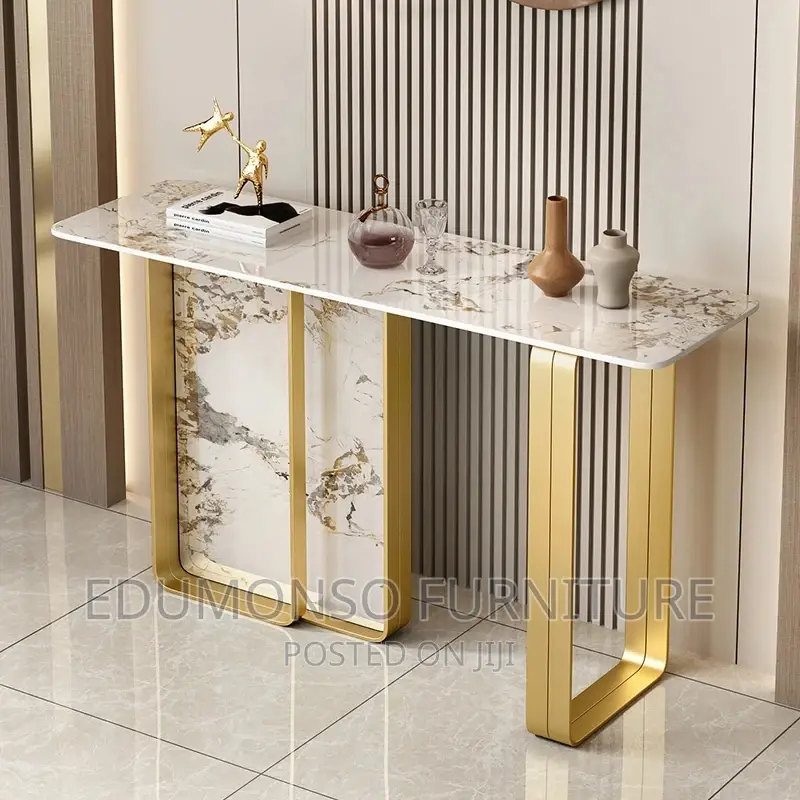 Modern Stainless Steel Gold Narrow Console Table