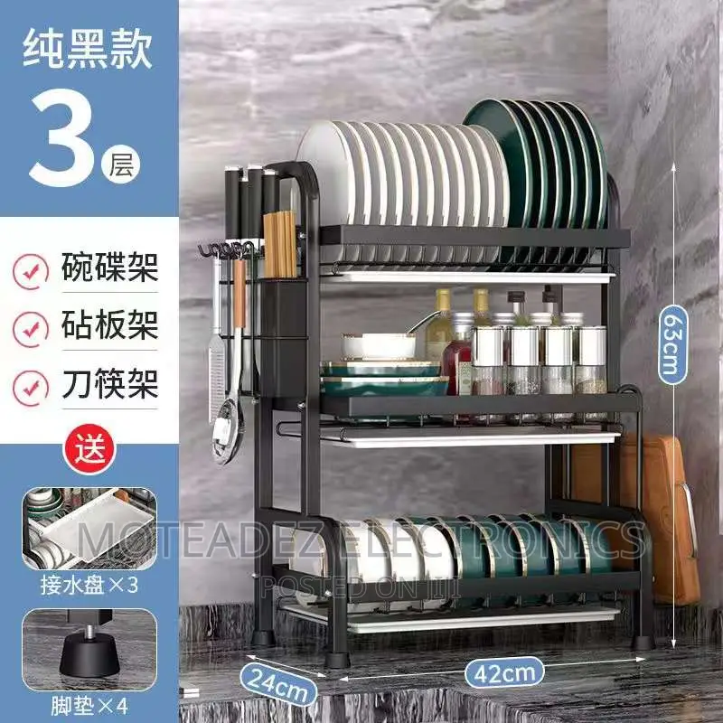 2 3 Tiers Aluminium Steel Rust Proof Quality Plate Rack/Dish Drainer
