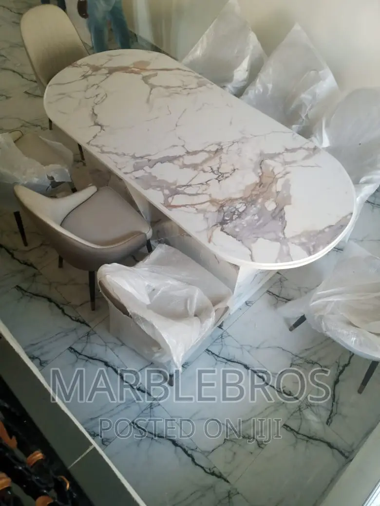 MB6* 8 Sitters Marble Dining Table, Size:- 224x106x55