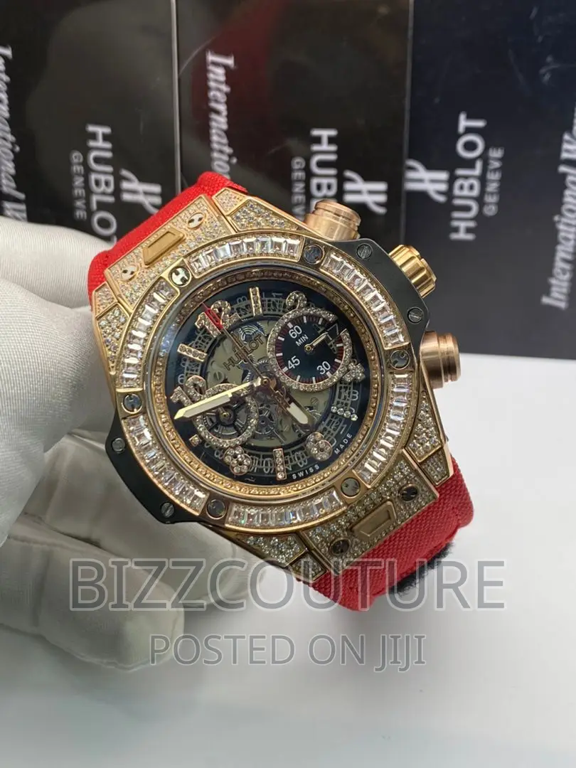 Original HUBLOT Red Rubber Strap Watch Available in Store