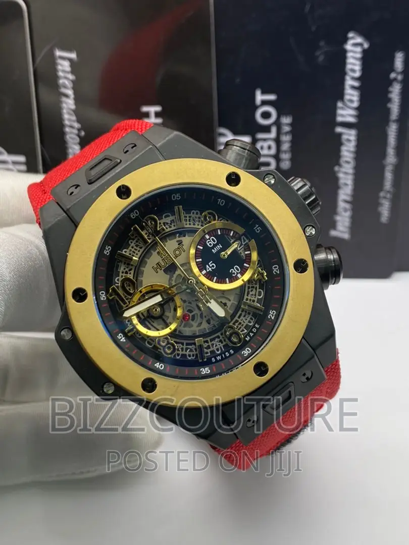 Original HUBLOT Red Rubber Strap Watch Available in Store