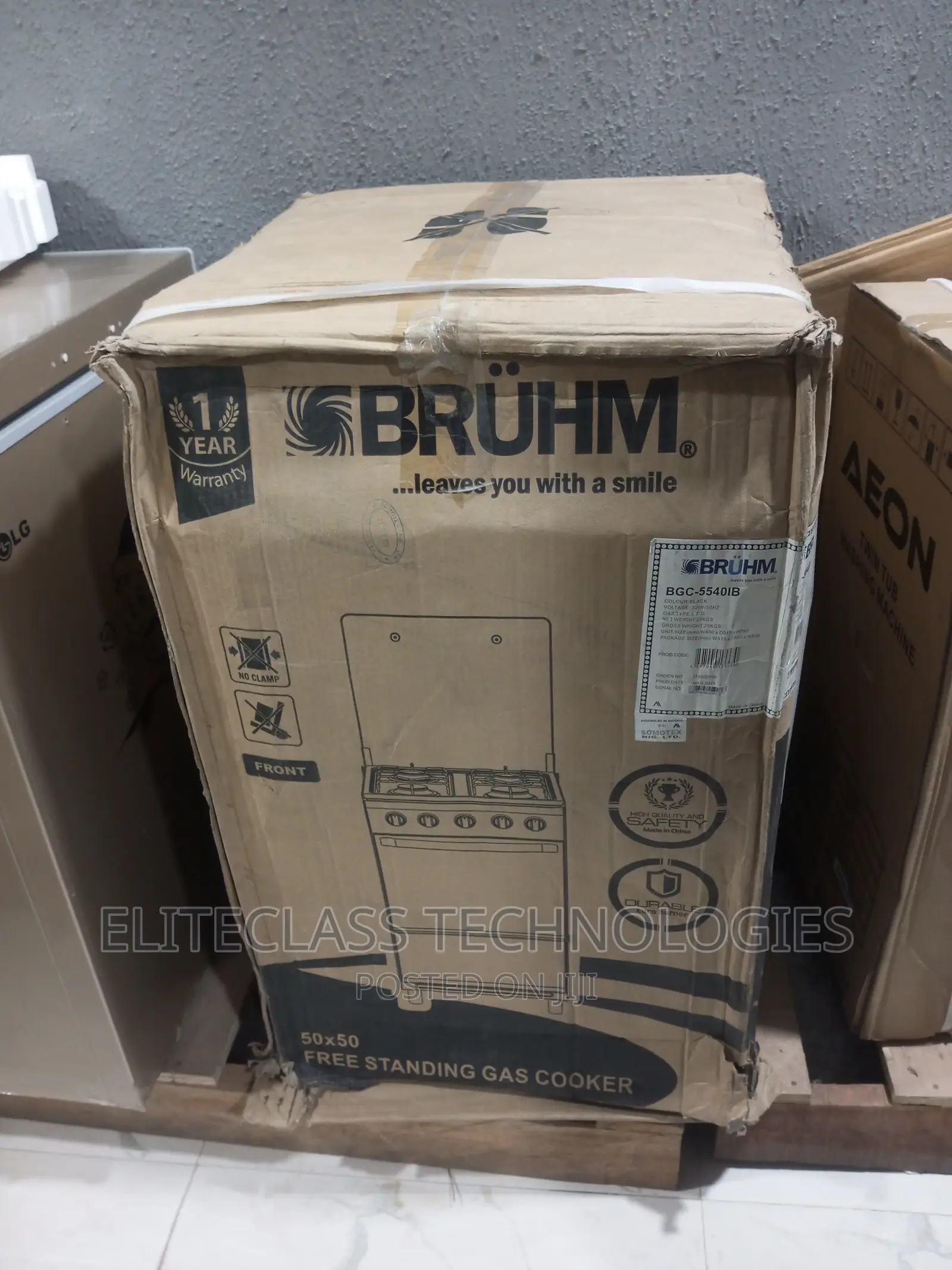 50 X 50 New-in Bruhm Gas Cooker BGC-55401b