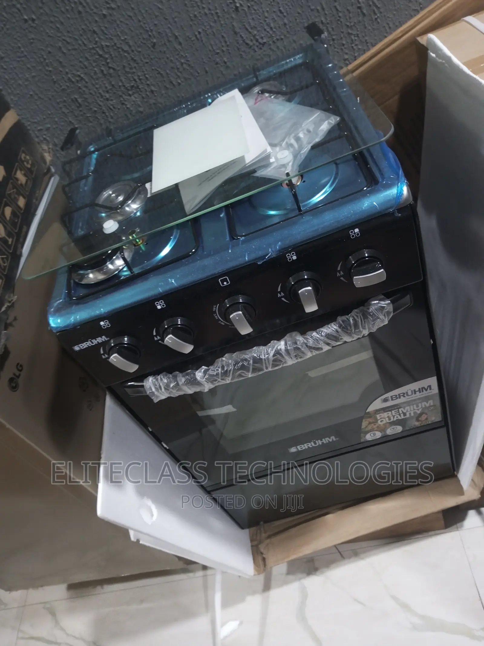 Brand New Glass Lip 4 Burner Bruhm Gas Cooker BGC-55401b