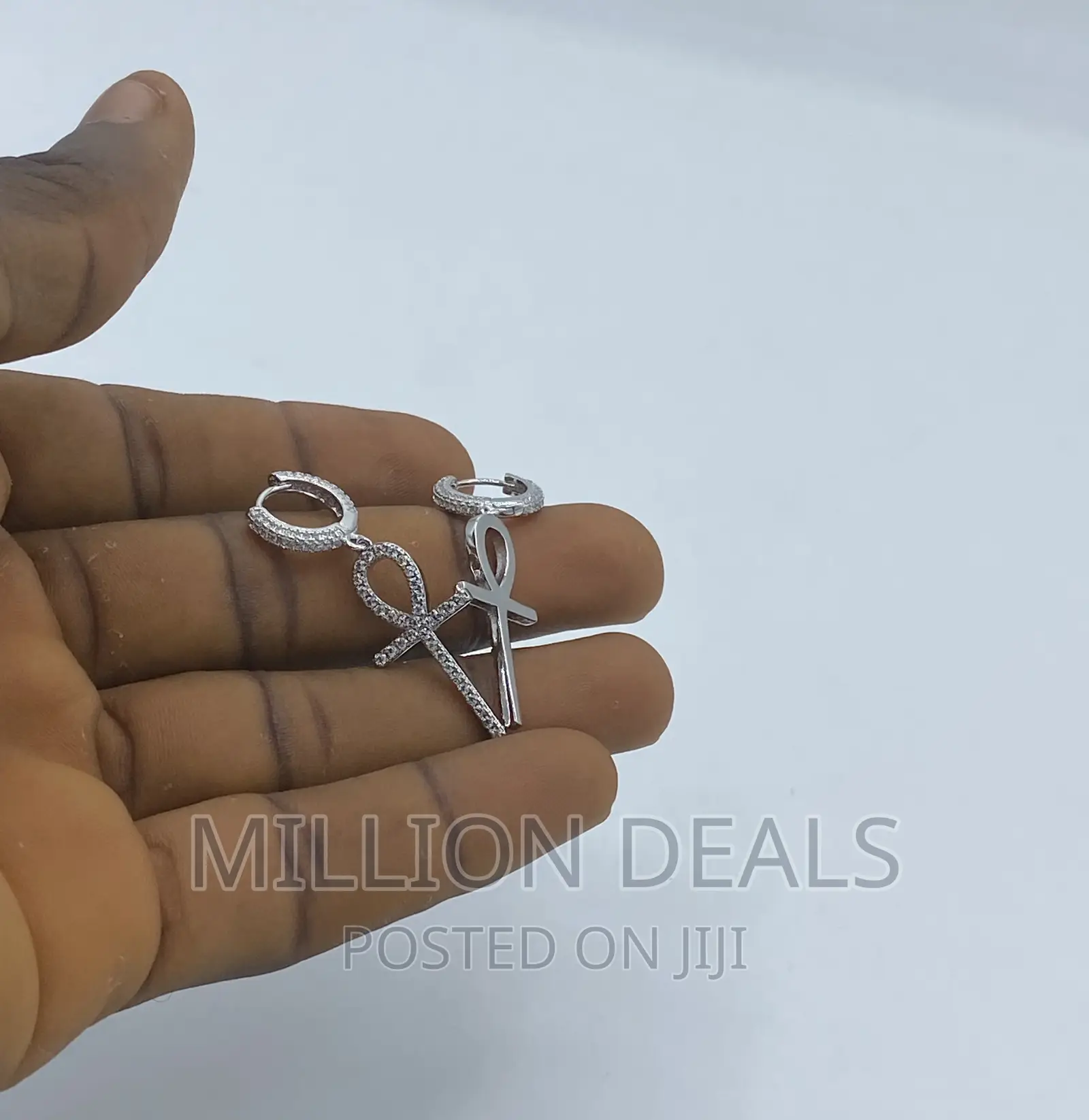 Iced Drop Down Luxe Men’S Silver Sterling Earrings