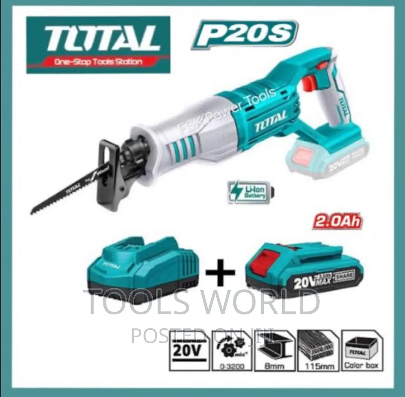 Total Reciprocating Saw 20v With Battery Charger