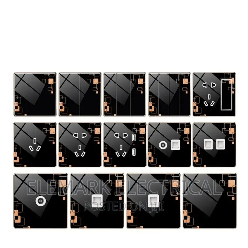 Black Pattern Crystal Glass Panel Bedroom Wall Light