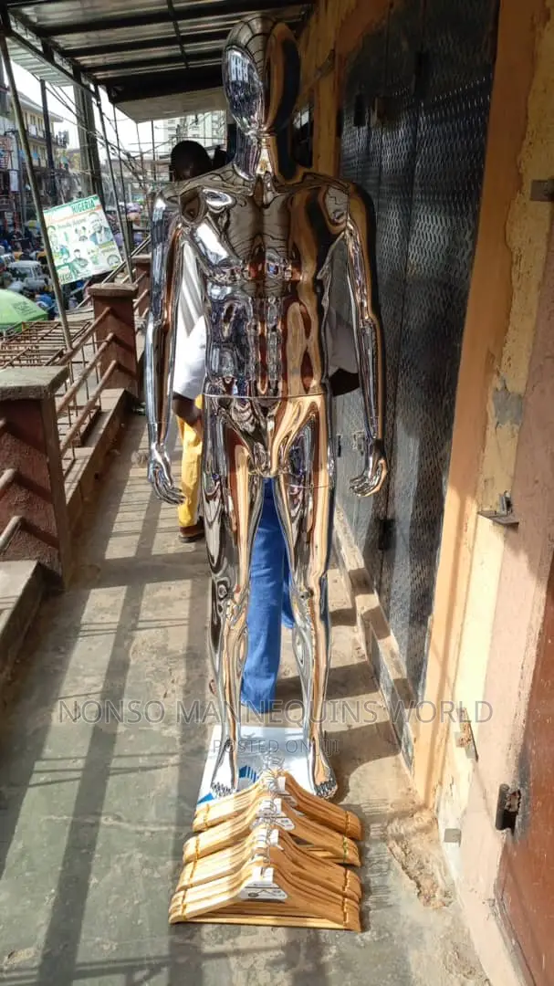 Full Body Adult Male Silver Chrome Faceless Mannequin