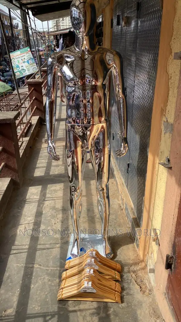 Full Body Adult Male Silver Chrome Faceless Mannequin