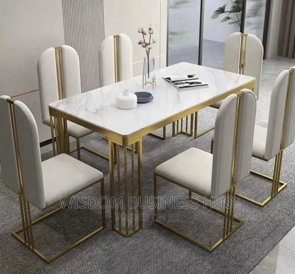 Marble Dinning Set (1 Table and Six Chairs)