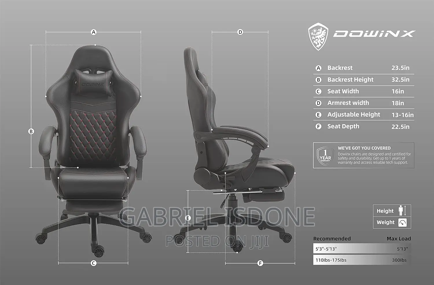 Dowinx Gaming Chair Office Chair PC Chair With Massage
