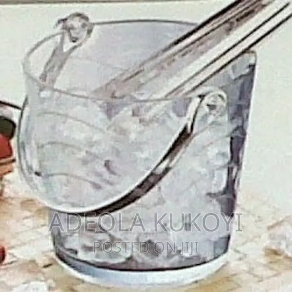 Glass Ice Bucket With Stainless Handle