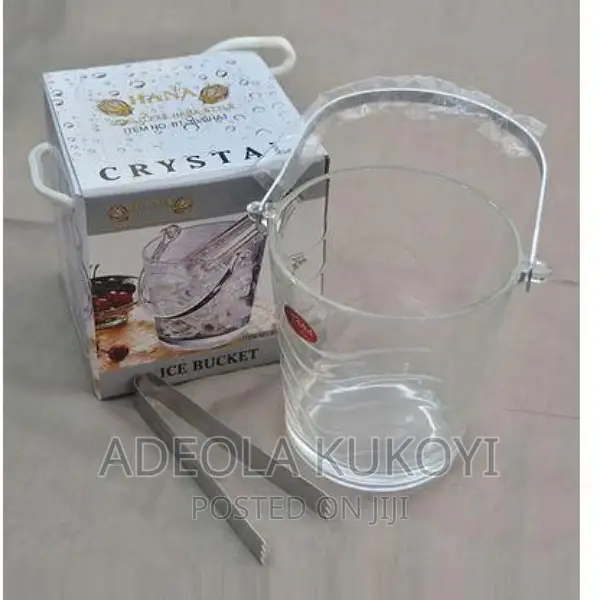 Glass Ice Bucket With Stainless Handle
