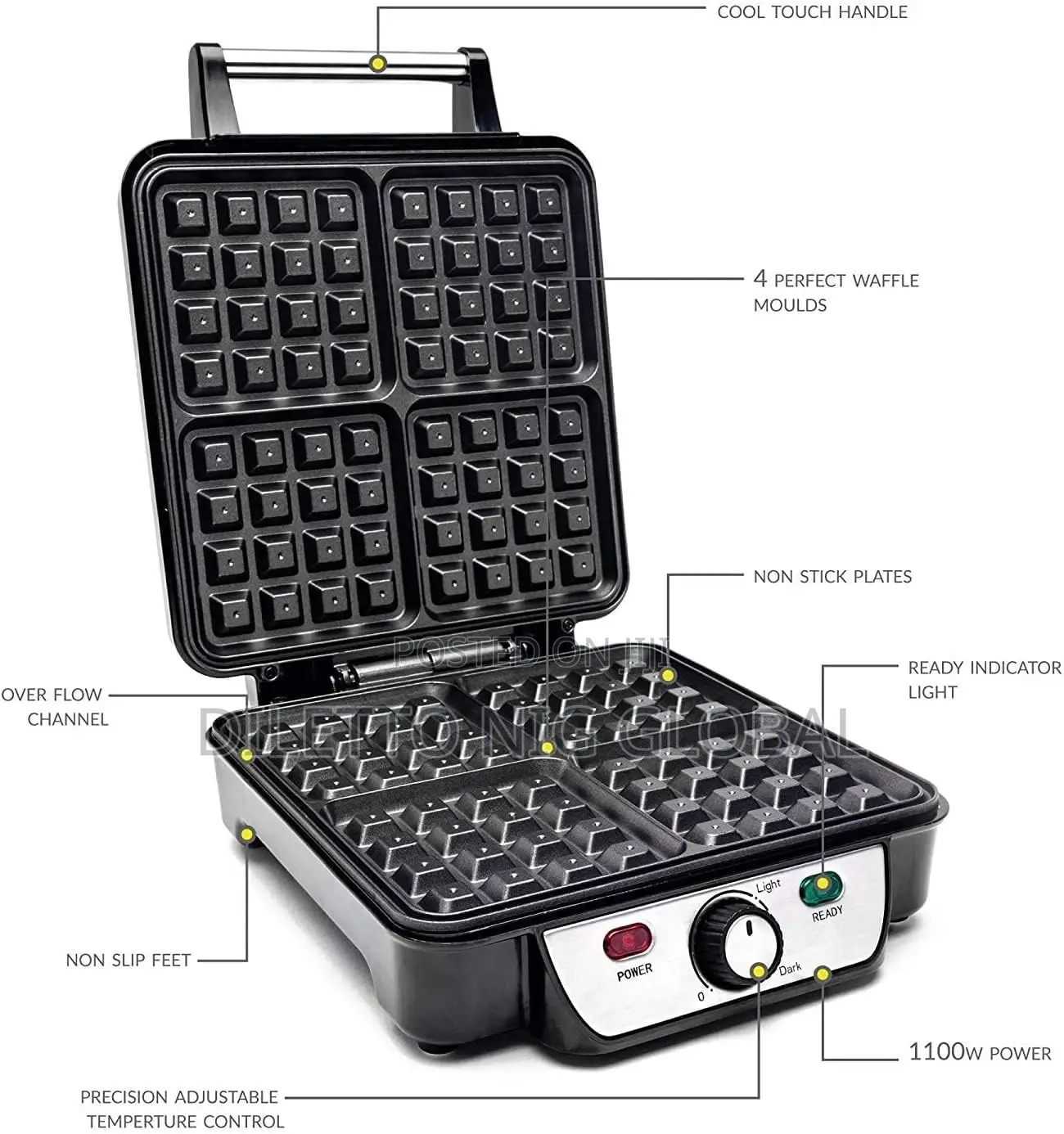 Andrew James Belgian 4 Slice Non Stick Waffle Maker