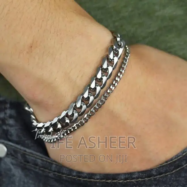 Men's 2pcs Silver Fashion Bracelets - Silver