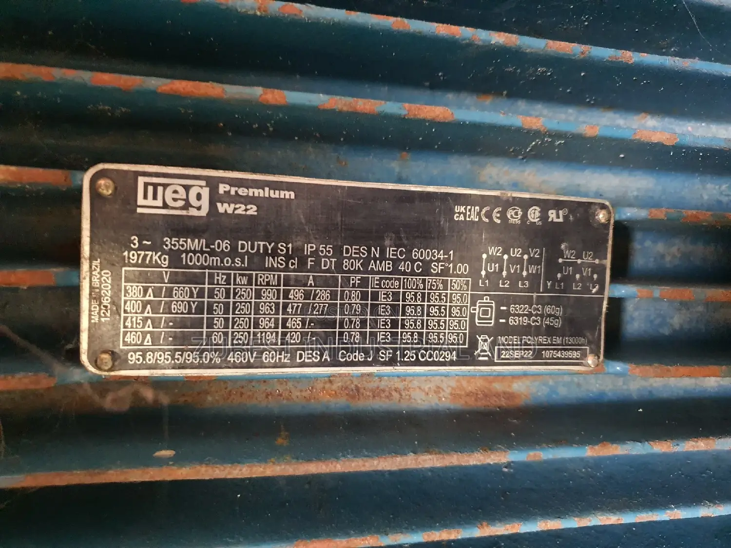 250kw 340hp Electric Motor 990rpm Original Weg