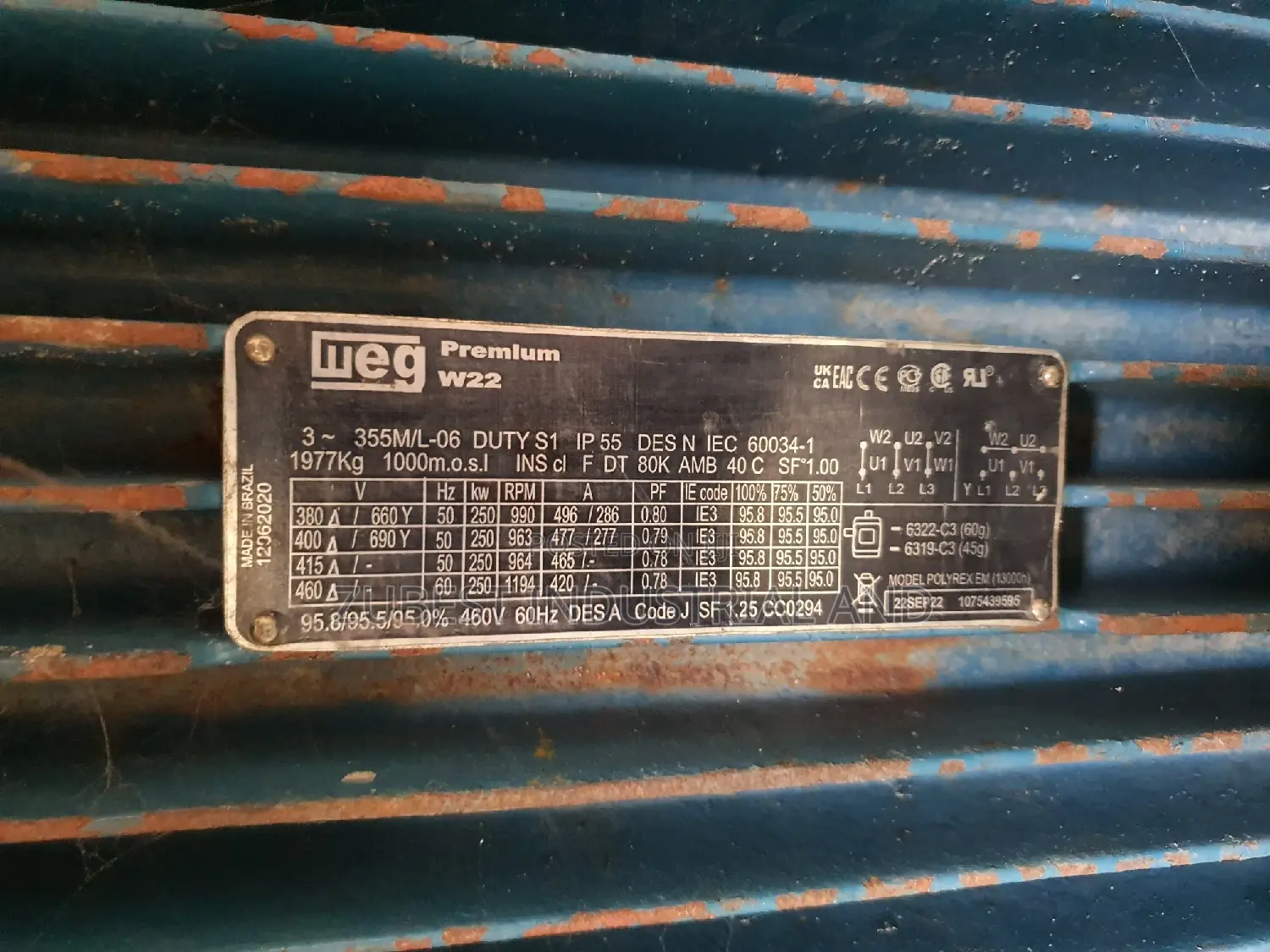 250kw 340hp Electric Motor 990rpm Original Weg