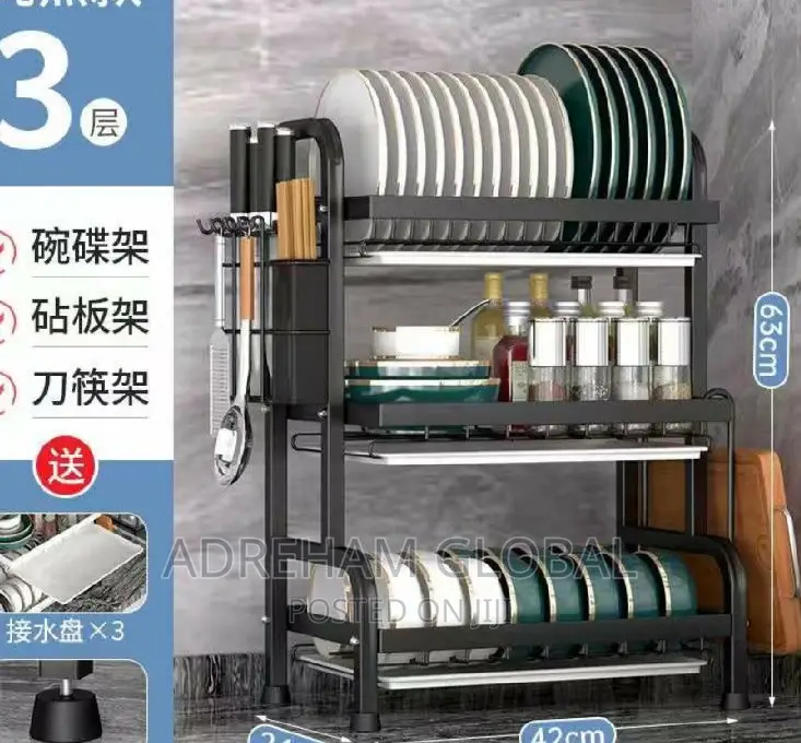 Black Executive 3layer Iron Dish Drainer