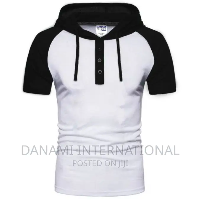 Danami Short Sleeve Button Hooded T Shirt