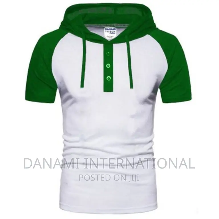 Danami Short Sleeve Button Hooded T Shirt