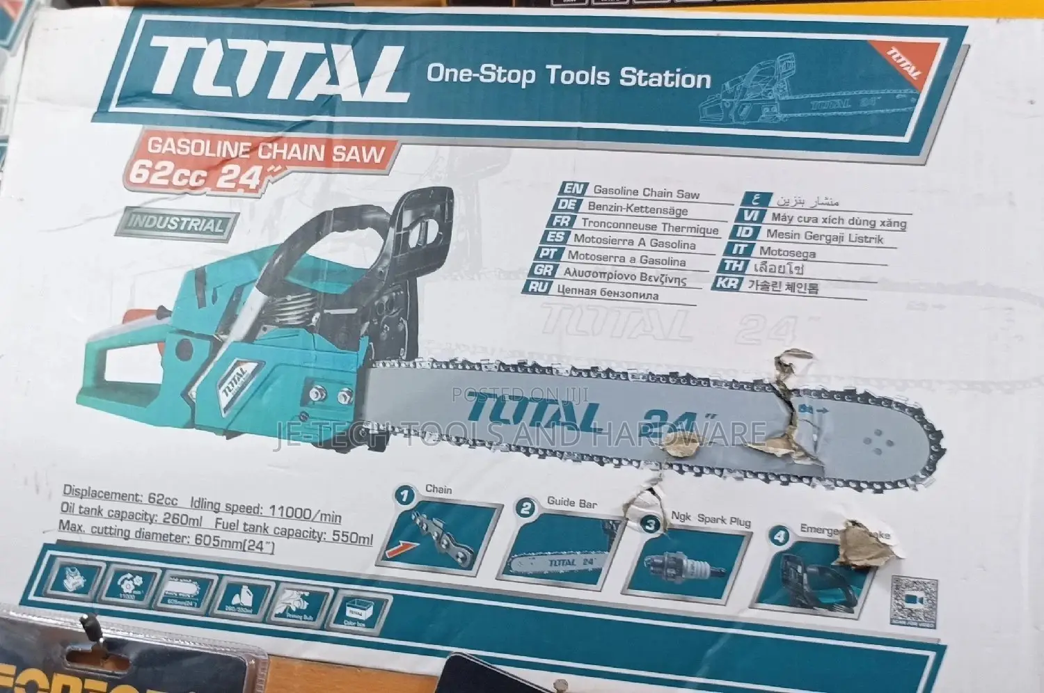 Total Professional Gasoline Chain Saw 62cc 24"