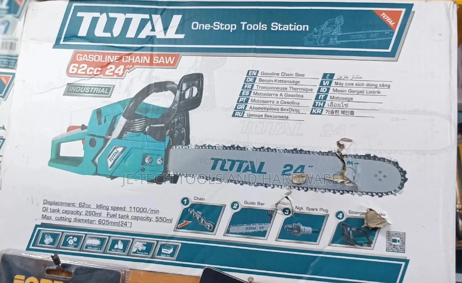 Total Professional Gasoline Chain Saw 62cc 24"
