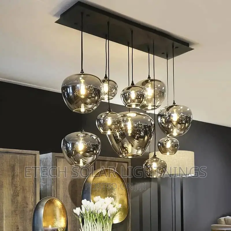 Nordic Smoky Lustre Glass Chandelier Light, Table Bar Light