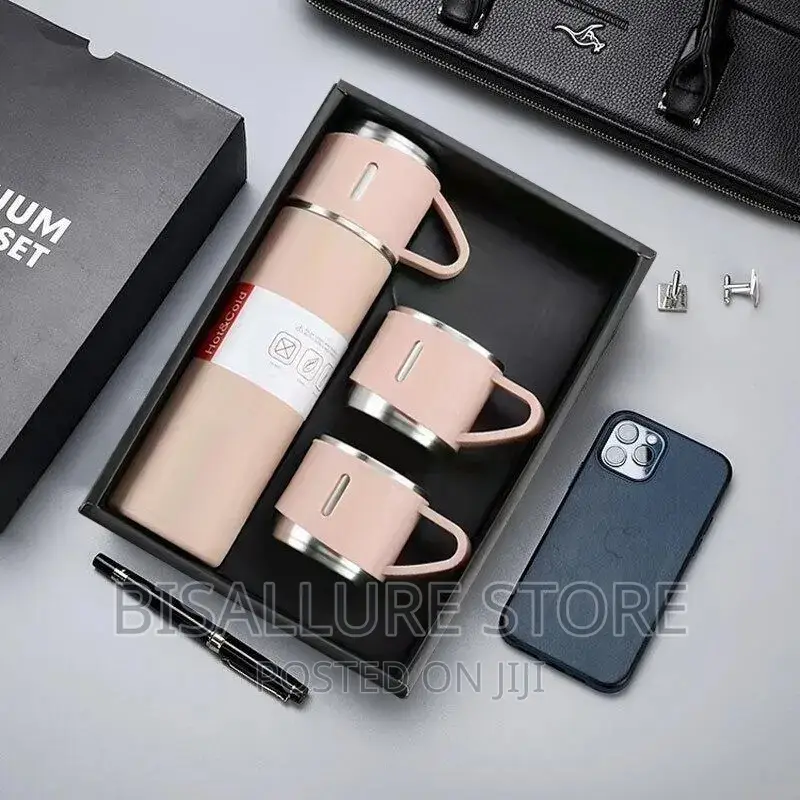 Portable Stainless Steel Insulated Flask With 2 Covers