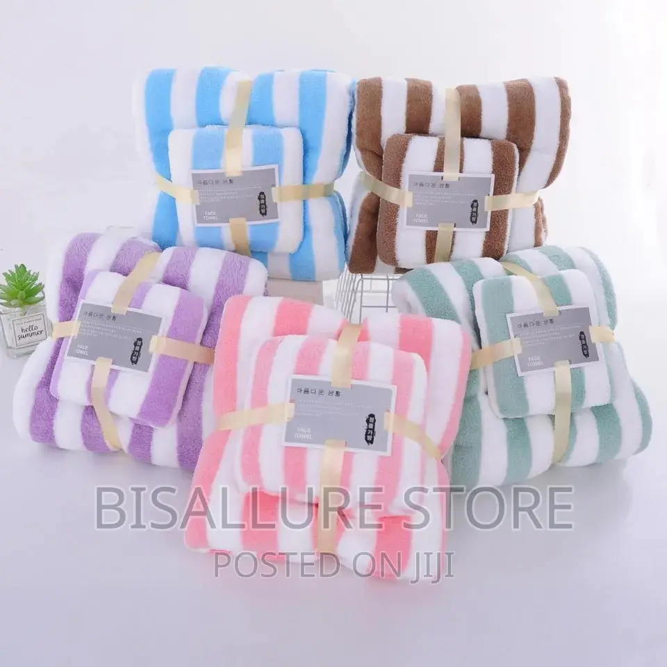 Microfiber Absorbent 2-Pieces Stripe Towel Ser