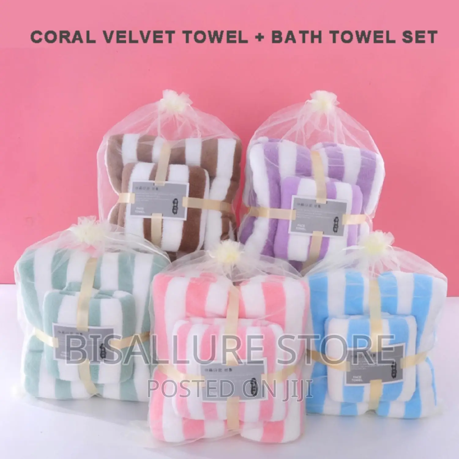 Microfiber Absorbent 2-Pieces Stripe Towel Ser