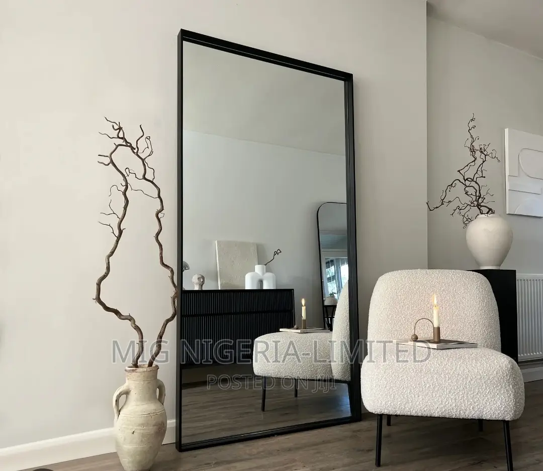 Wall Full Length Mirror Black Finish 180cmx90cm