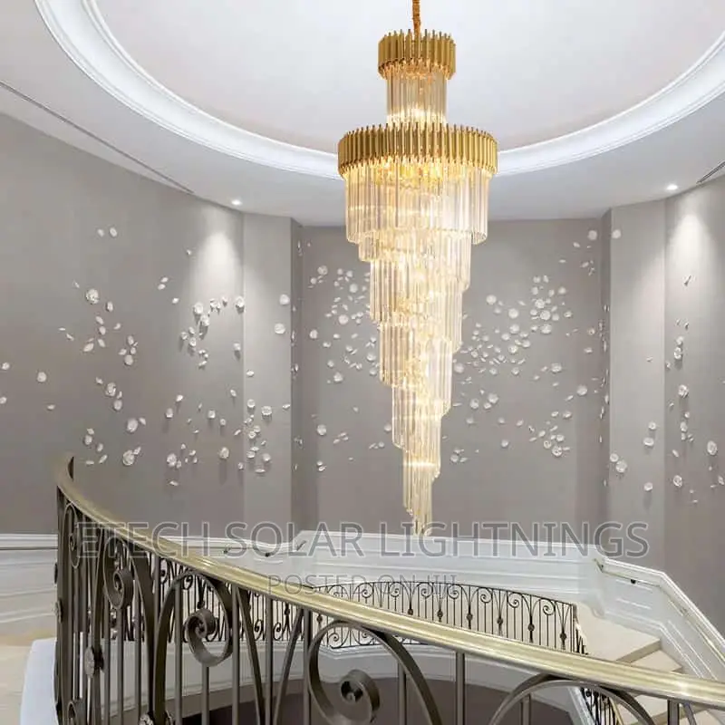 Luxury Gold 2 Steps Living Room,Duplex Christal Chandelier