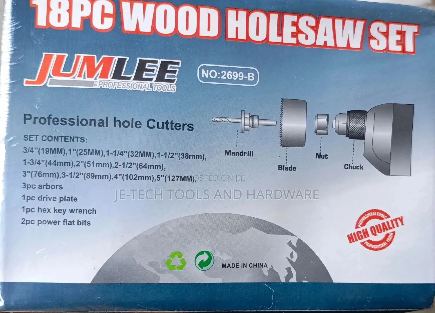 Wood Hole Saw Kit Set - 18pcs